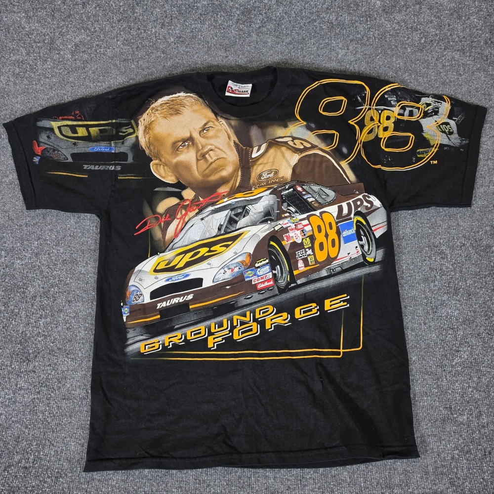 Vintage Chase Authentics Dale Jarrett #88 UPS Ford Taurus AOP T-Shirt Mens XL